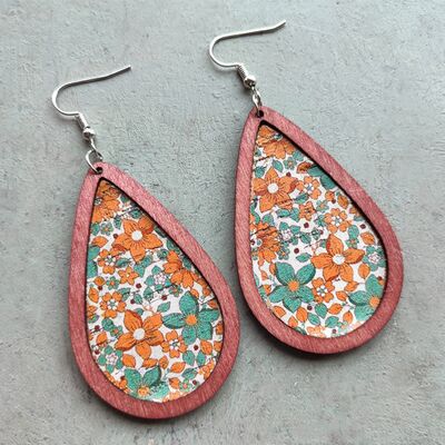 Floral Wood Teardrop EarringsEarringsBeach Rose Co.