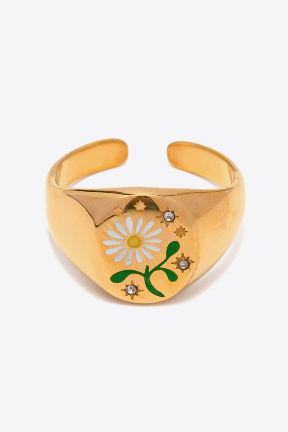 Flower Pattern Gold-Plated Open RingRingBeach Rose Co.