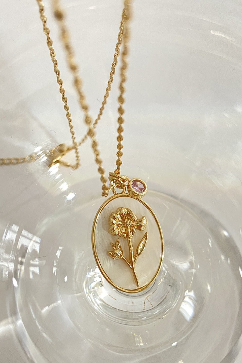 Flower Shell Pendant Gold Birthstone NecklaceNecklaceBeach Rose Co.
