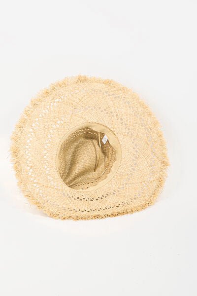 Frayed Edge Woven Straw Hat in IvorySunhatFame