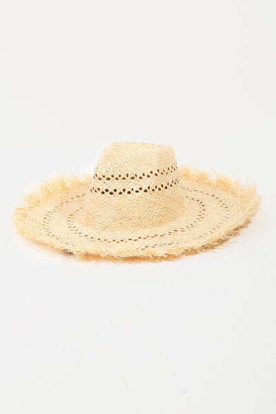 Frayed Edge Woven Straw Hat in IvorySunhatFame