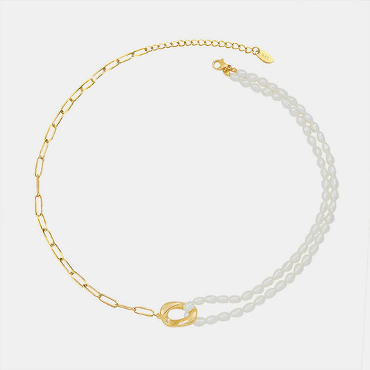 Freshwater Pearl Gold Link NecklaceNecklaceBeach Rose Co.