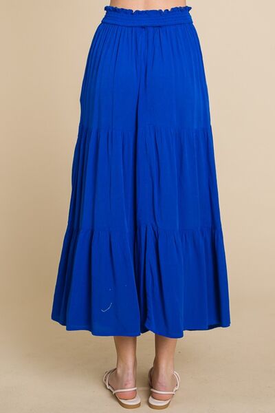 Frill Ruched Midi Skirt in Royal BlueMidi SkirtCulture Code
