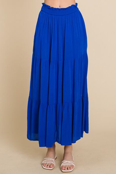 Frill Ruched Midi Skirt in Royal BlueMidi SkirtCulture Code