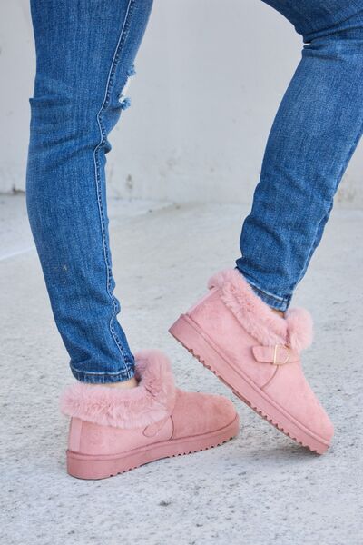 Furry Chunky Thermal Ankle Boots in PinkBootiesForever Link