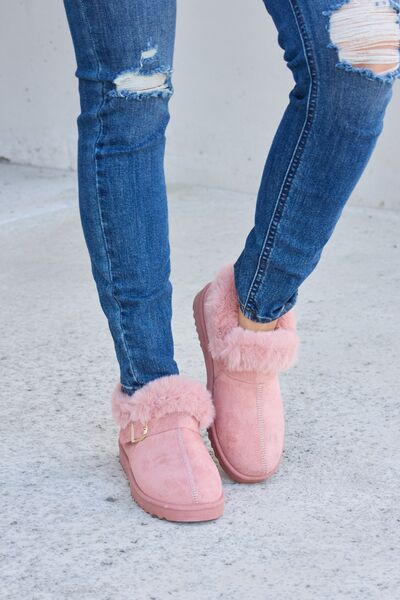 Furry Chunky Thermal Ankle Boots in PinkBootiesForever Link