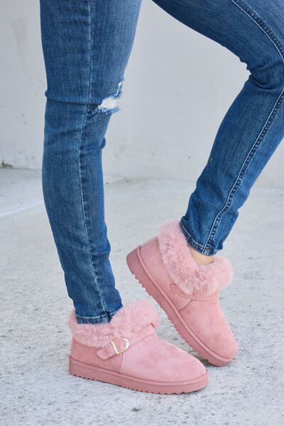 Furry Chunky Thermal Ankle Boots in PinkBootiesForever Link