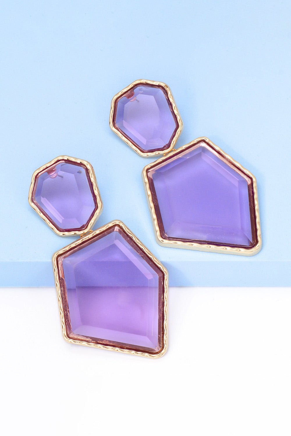 Geometric Shape Brass Frame Resin Dangle EarringsEarringsBeach Rose Co.