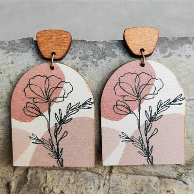 Geometrical Shape Wooden Drop EarringsEarringsBeach Rose Co.