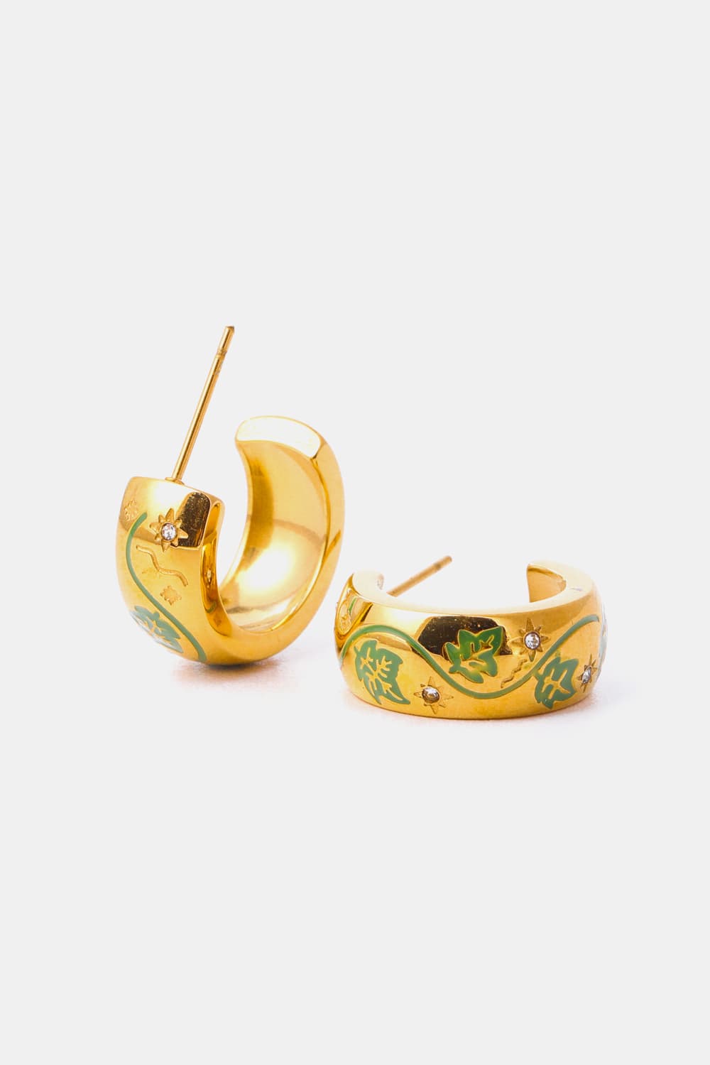 Gold C-Hoop Floral EarringsEarringsBeach Rose Co.