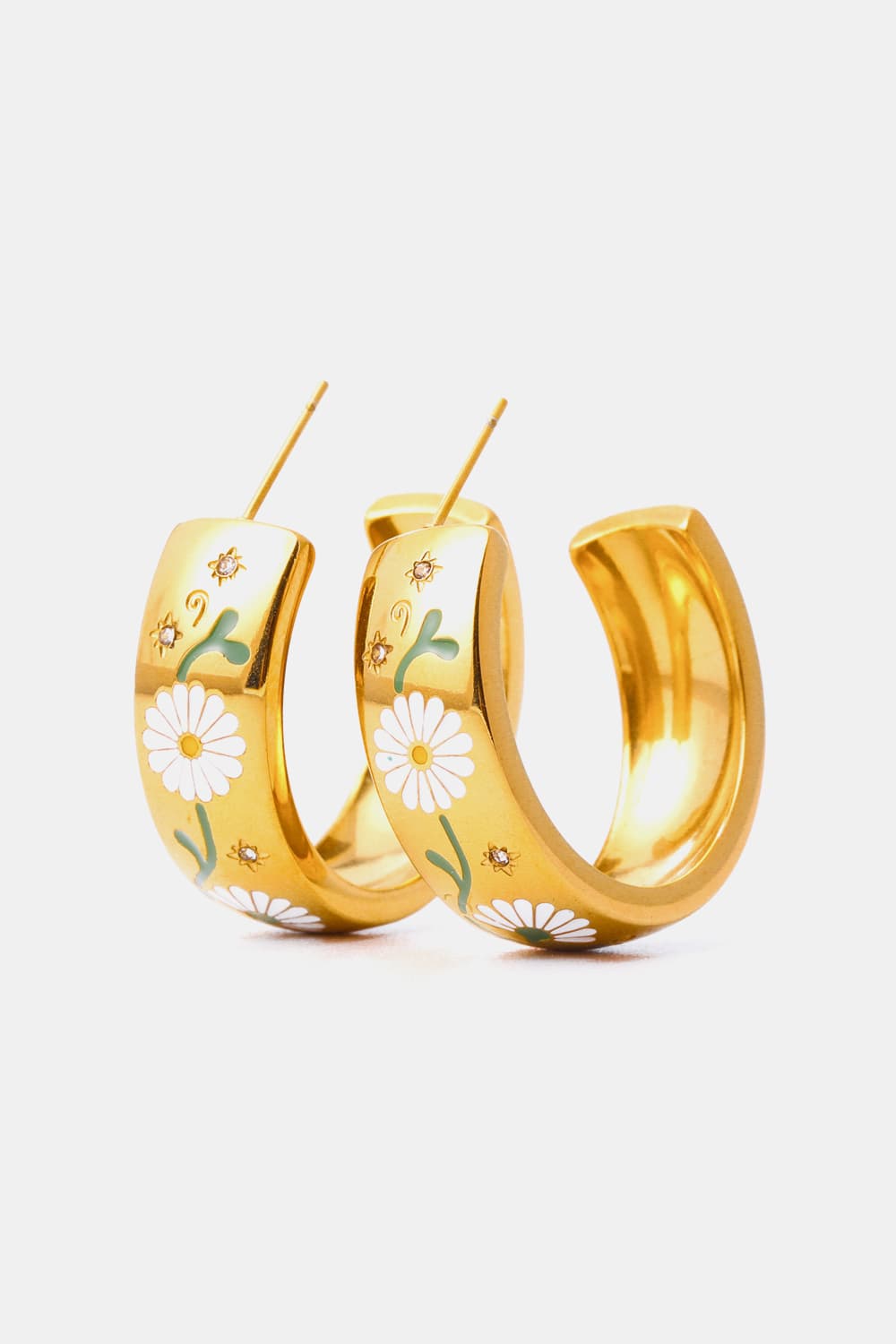 Gold C-Hoop Floral EarringsEarringsBeach Rose Co.
