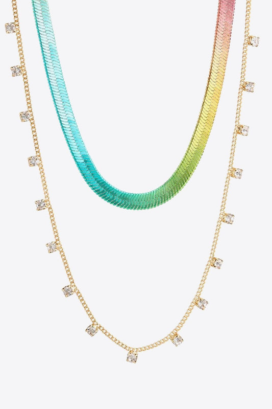 Gradient Herringbone Chain Double-Layered NecklaceNecklaceBeach Rose Co.