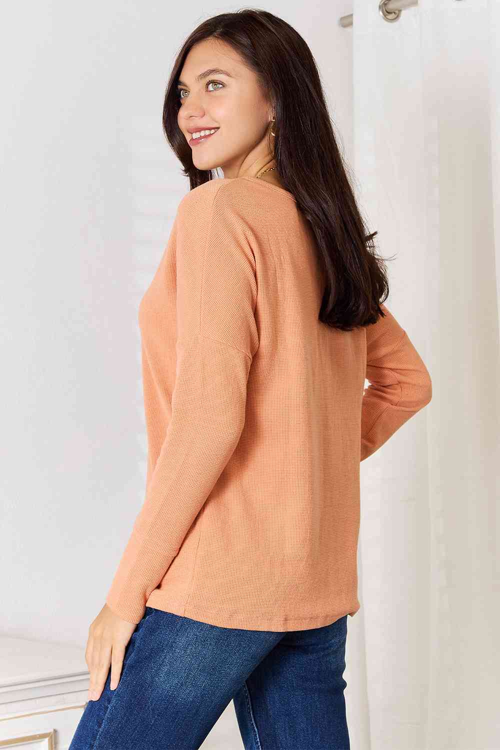 Half Button Long Sleeve TopTopBasic Bae