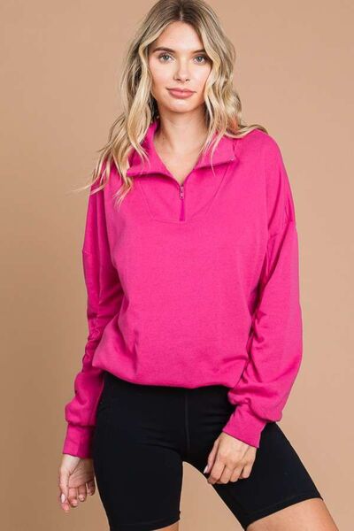 Half Zip Long Sleeve Sweatshirt in Satin RoseSweatshirtCulture Code