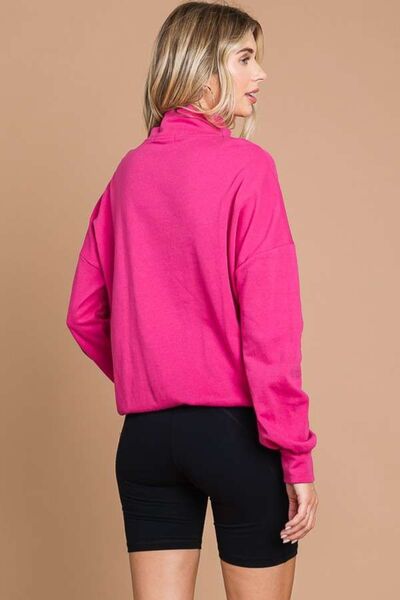 Half Zip Long Sleeve Sweatshirt in Satin RoseSweatshirtCulture Code