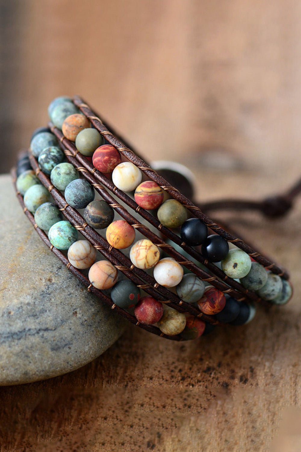 Handmade Triple Layer Beaded Agate BraceletBraceletBeach Rose Co.