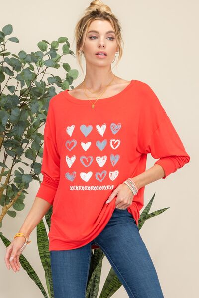 Heart Graphic Long Sleeve T-Shirt in RedT-ShirtCeleste Design