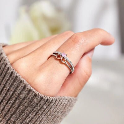 Heart Infinity Zircon Double-Layered Ring in SilverRingBeach Rose Co.