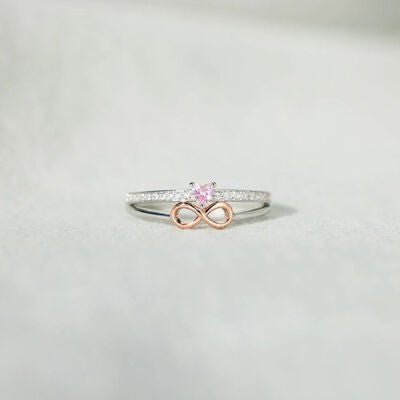 Heart Infinity Zircon Double-Layered Ring in SilverRingBeach Rose Co.
