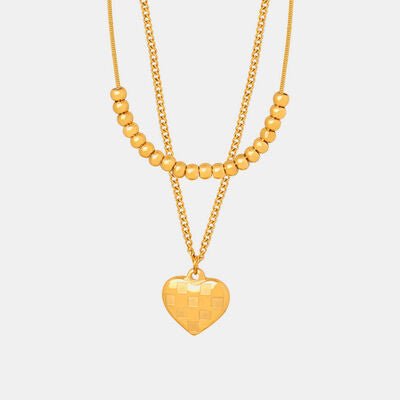 Heart Pendant Double-Layered Necklace in GoldNecklaceBeach Rose Co.