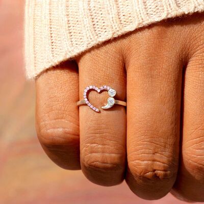 Heart Shape 925 Sterling Silver Inlaid Zircon RingRingBeach Rose Co.