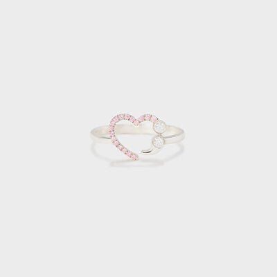 Heart Shape 925 Sterling Silver Inlaid Zircon RingRingBeach Rose Co.