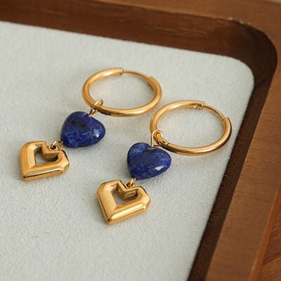 Heart Shape Lapis Lazuli Dangle EarringsEarringsBeach Rose Co.