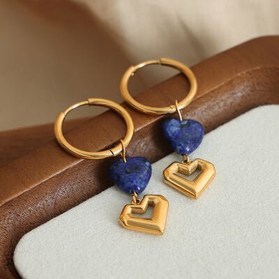 Heart Shape Lapis Lazuli Dangle EarringsEarringsBeach Rose Co.