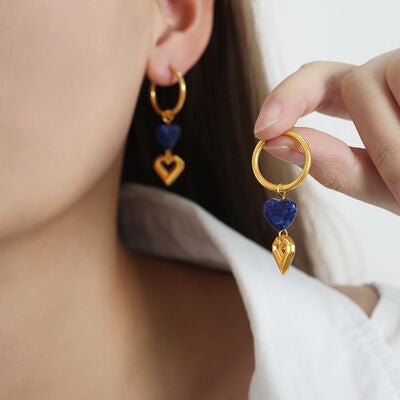 Heart Shape Lapis Lazuli Dangle EarringsEarringsBeach Rose Co.