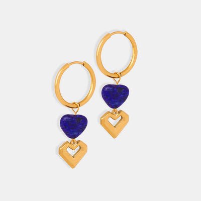 Heart Shape Lapis Lazuli Dangle EarringsEarringsBeach Rose Co.