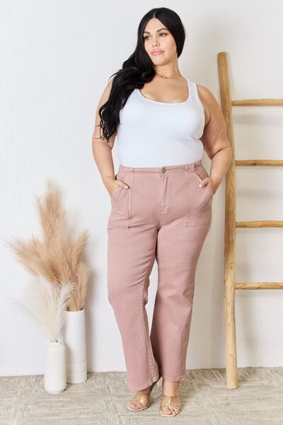 High Rise Ankle Flare Jeans in MauveJeansRISEN