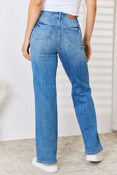 High Waist Distressed Straight-Leg Medium Wash JeansJeansJudy Blue
