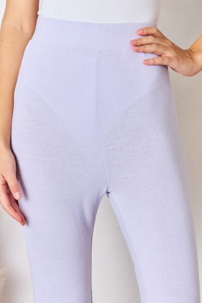 High Waist Ultra Soft Knit Flare Pants in LavenderPantsRISEN