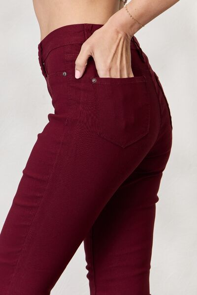 Hyper-Stretch Mid-Rise Skinny Jeans in Dark WineJeansYMI Jeanswear