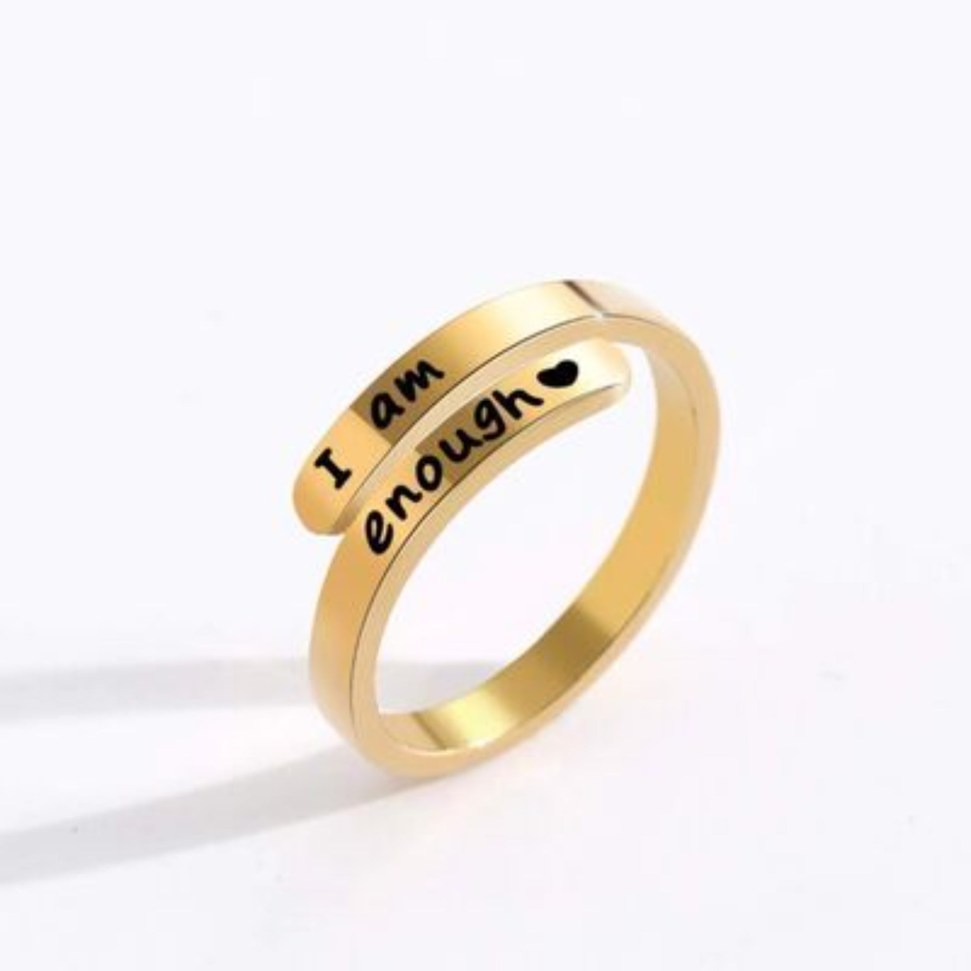 "I Am Enough" Engraved Bypass RingRingBeach Rose Co.