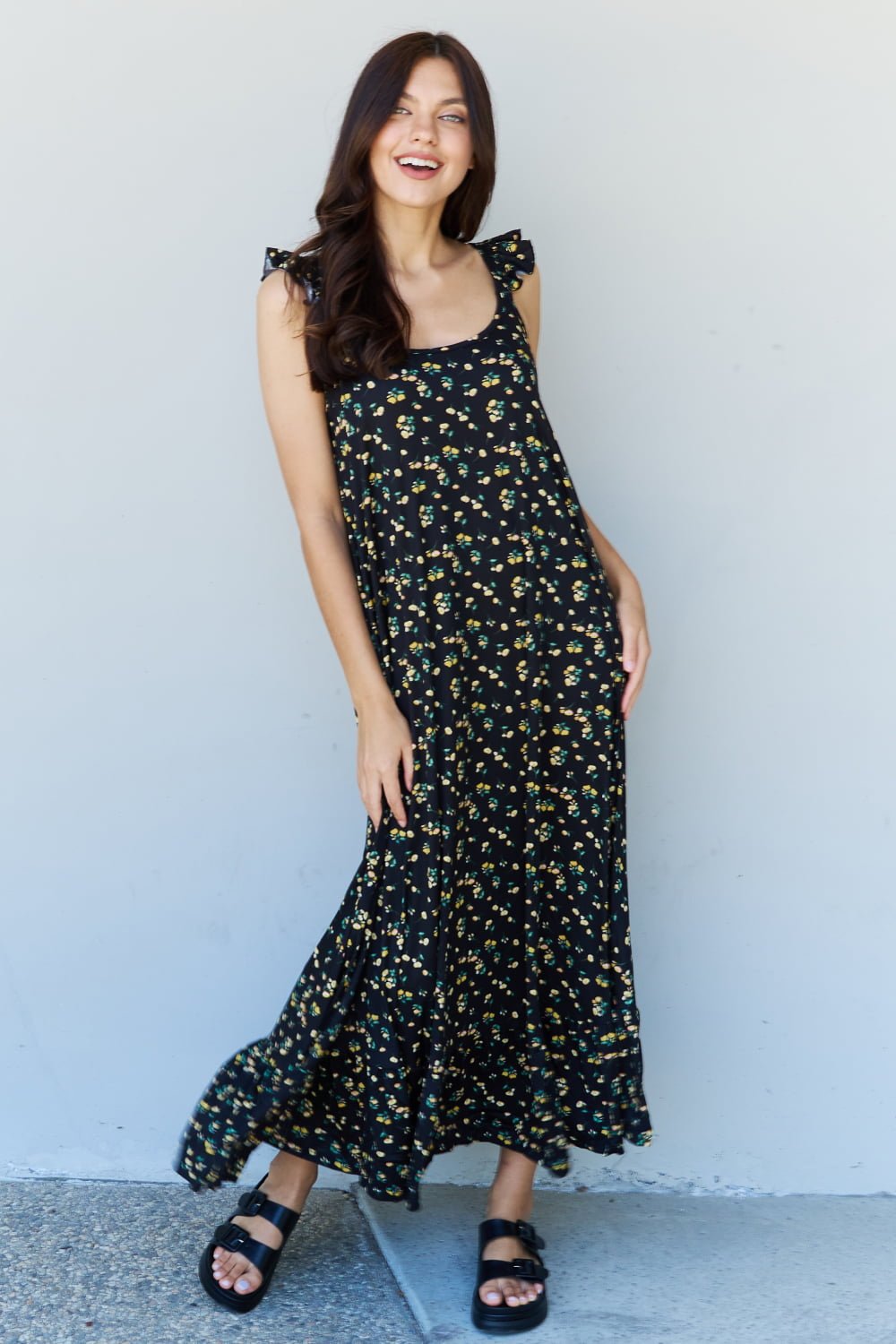 Sleeveless Ruffle Floral Maxi DressMaxi DressDoublju