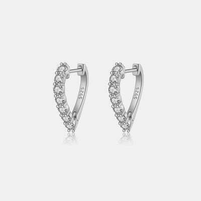 Inlaid Zircon 925 Sterling Silver Heart EarringsEarringsBeach Rose Co.