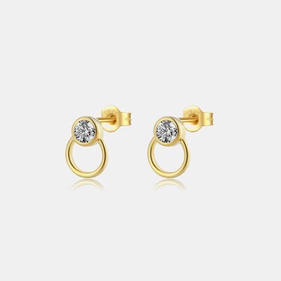 Inlaid Zircon 925 Sterling Silver Stud EarringsEarringsBeach Rose Co.