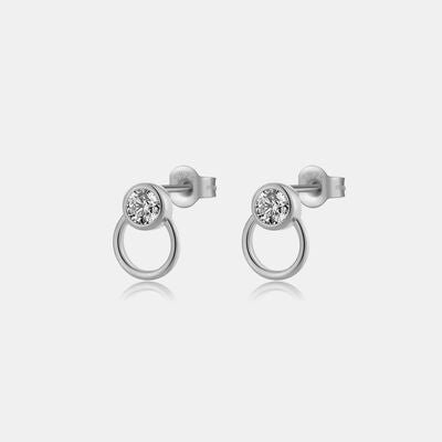 Inlaid Zircon 925 Sterling Silver Stud EarringsEarringsBeach Rose Co.