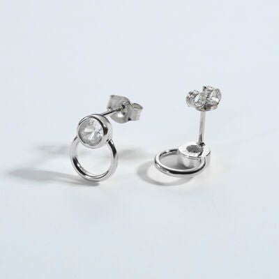 Inlaid Zircon 925 Sterling Silver Stud EarringsEarringsBeach Rose Co.