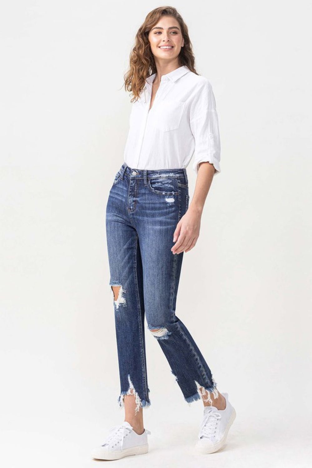High Rise Crop Straight Leg Medium Wash JeansJeansLovervet