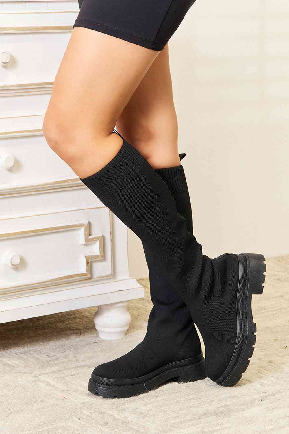Knee High Platform Sock BootsBootsWILD DIVA