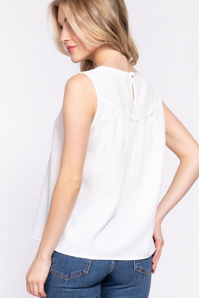 Lace Detail Tank in WhiteTankACTIVE BASIC