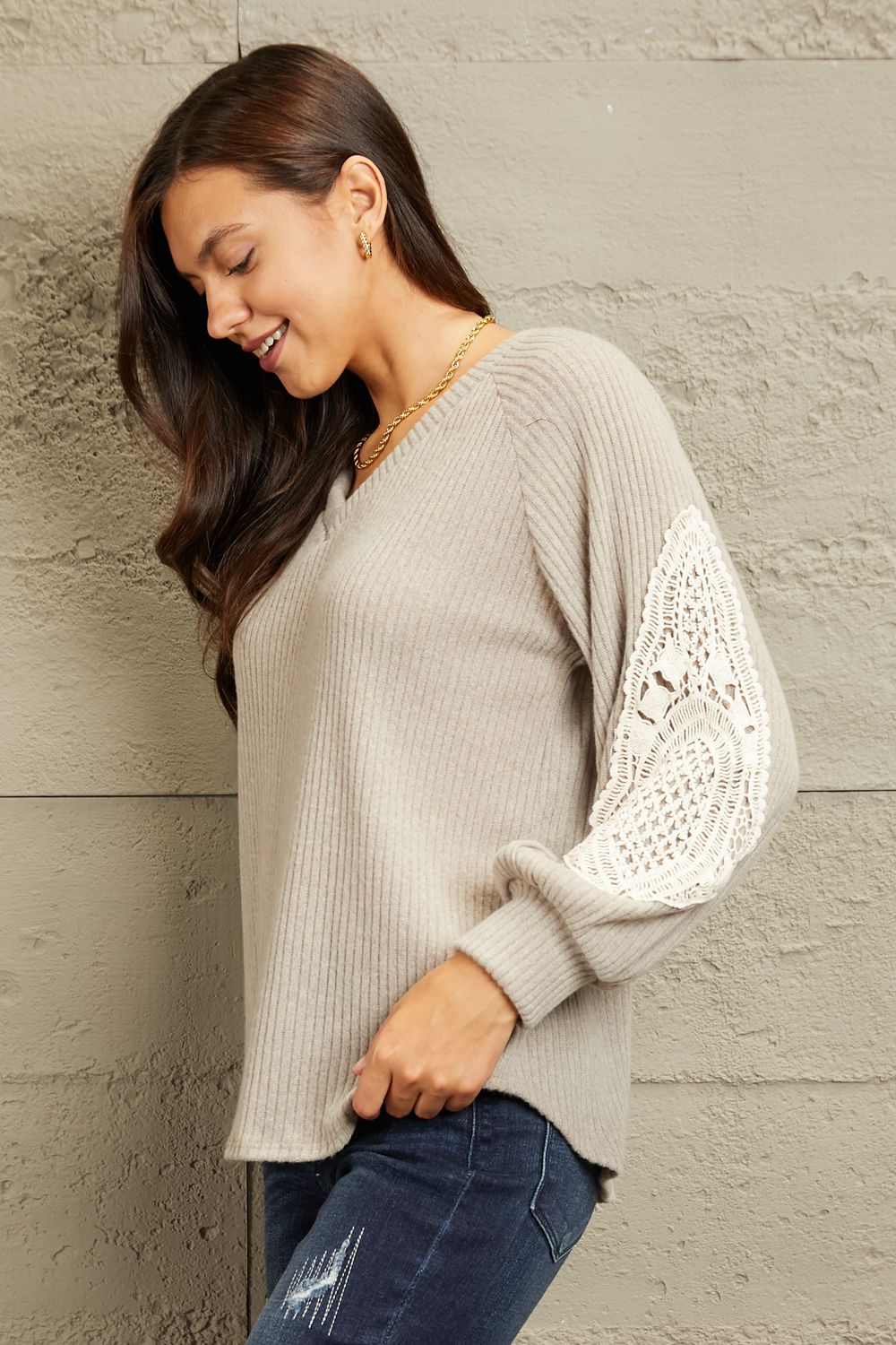 Lace Patch Detail SweaterSweaterLike Love