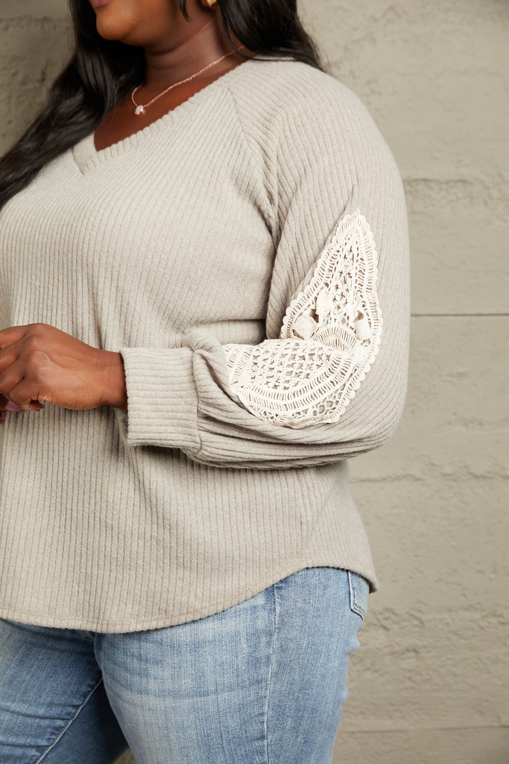 Lace Patch Detail SweaterSweaterLike Love