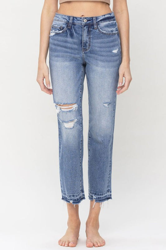 High Rise Crop Straight Leg Medium Wash JeansJeansLovervet