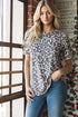 Leopard Print Crew Neck Petal Sleeve T-Shirt in TaupeT-ShirtHeimish
