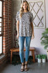 Leopard Print Crew Neck Petal Sleeve T-Shirt in TaupeT-ShirtHeimish