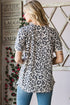 Leopard Print Crew Neck Petal Sleeve T-Shirt in TaupeT-ShirtHeimish