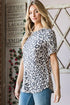 Leopard Print Crew Neck Petal Sleeve T-Shirt in TaupeT-ShirtHeimish